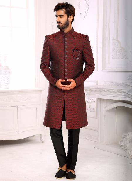 Maroon Colour Party Wear Mens Indo Western Collection 1158